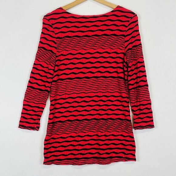 Tianello‎ Steve Barraza Red Black Stripe Knit Top Shirt Womens Medium NEW NWT - Picture 4 of 6